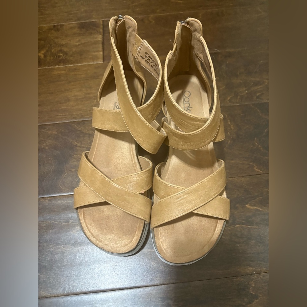 Corky’s Tan Strappy Women’s Wedge Sandals